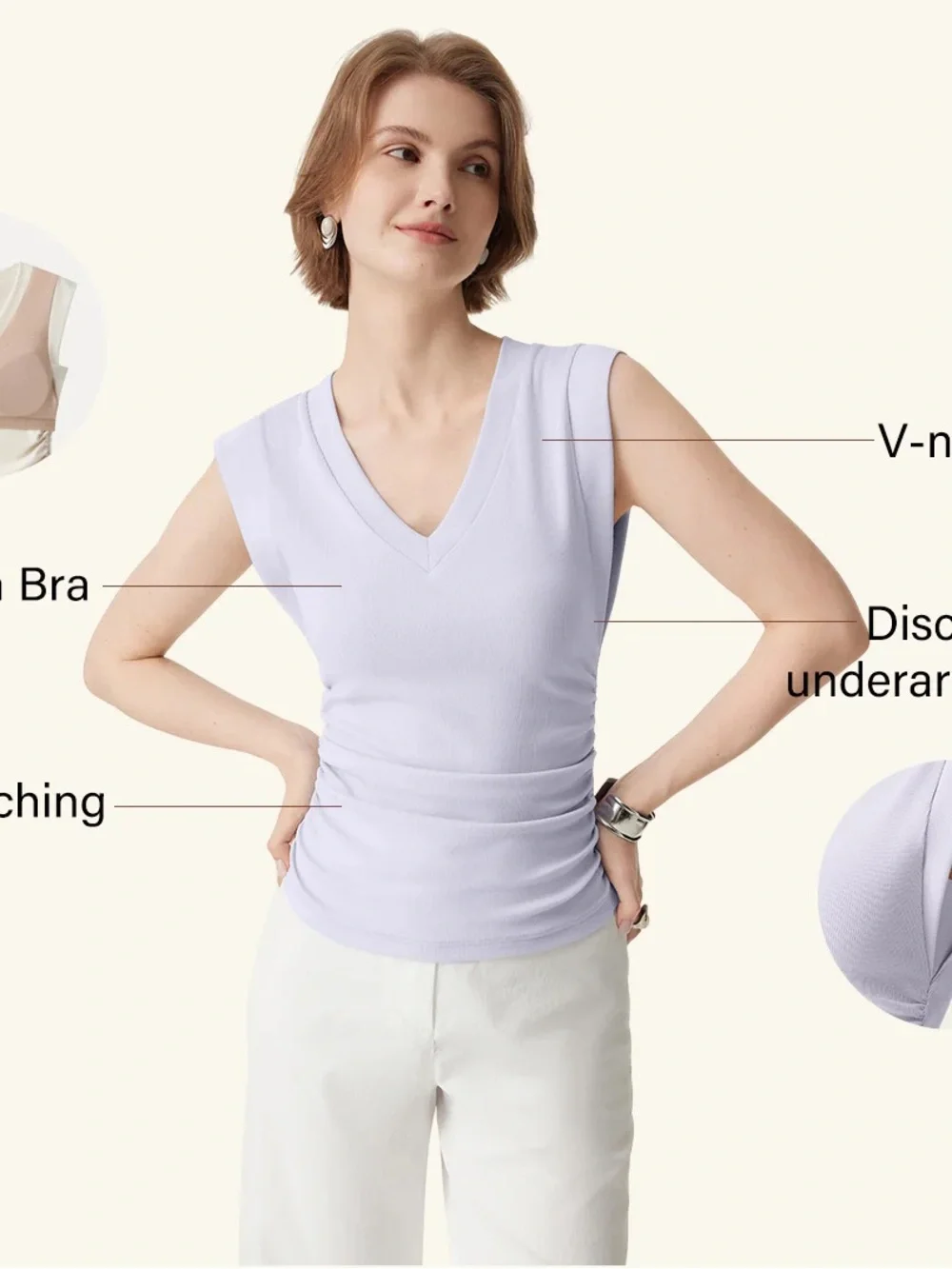 OGL Ribbed V‑Neck Tops in Lavender, White & Blue All Nwt - Picture 8 of 8